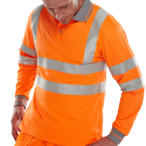 B-Seen High Visibility Long Sleeved Polo Shirt (BPKSLSEN)-0